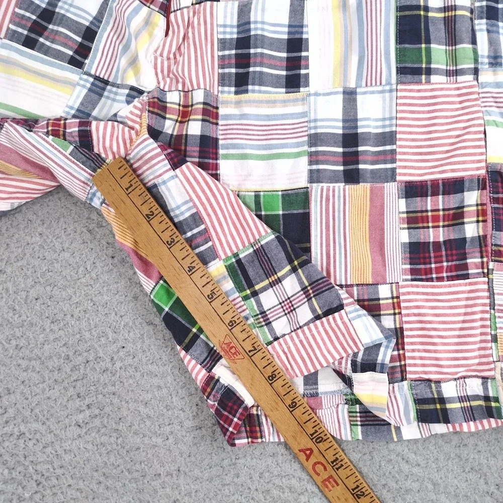 Peter Millar Shorts Mens 36 Madras Plaid Striped Patchwork Slash Pockets Chino